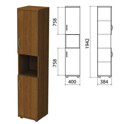 Шкаф полузакрытый "Этюд", 386х370х1996 мм, орех (КОМПЛЕКТ) 980416