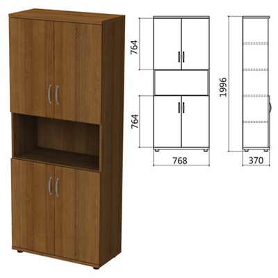 Шкаф полузакрытый "Этюд", 768х370х1996 мм, орех (КОМПЛЕКТ) 980415