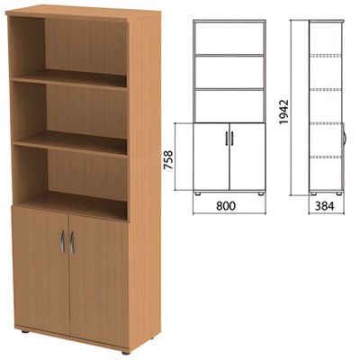 Шкаф полузакрытый "Этюд", 800х384х1942 мм, цвет бук бавария (КОМПЛЕКТ) 980318