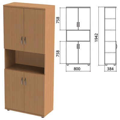 Шкаф полузакрытый "Этюд", 800х384х1942 мм, цвет бук бавария (КОМПЛЕКТ) 980321