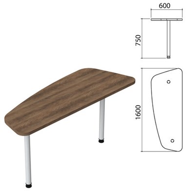 Стол приставной "Приоритет", 1600х600х750 мм, лагос, (КОМПЛЕКТ) 980366
