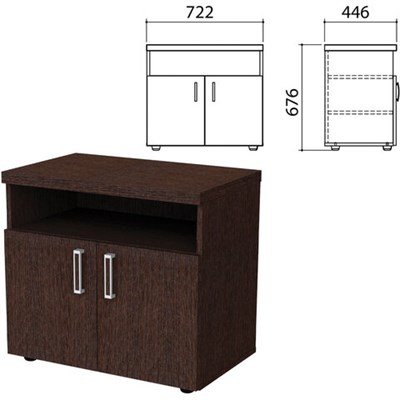 Тумба для оргтехники "Приоритет" 722х446х676 мм, 2 двери, полка, венге, К-928, К-928 венге 641813