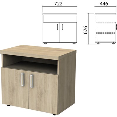 Тумба для оргтехники "Приоритет", 722х446х676 мм, 2 двери, полка, кронберг, К-928, К-928 кронберг 641774