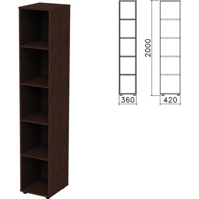 Шкаф (стеллаж) "Приоритет", 360х420х2000 мм, 4 полки, венге, К-932, К-932 венге 641817