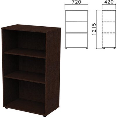 Шкаф (стеллаж) "Приоритет", 720х420х1215 мм, 2 полки, венге, К-933, К-933 венге 641818