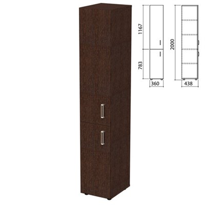 Шкаф закрытый "Приоритет", 360х438х2000 мм, 4 полки, венге (КОМПЛЕКТ) 982190