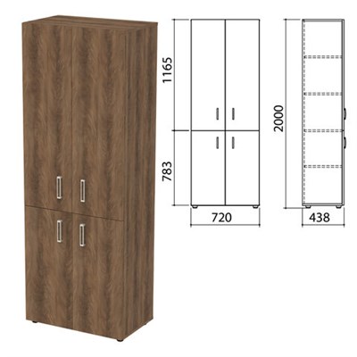 Шкаф закрытый "Приоритет", 720х438х2000 мм, 4 полки, лагос (КОМПЛЕКТ) 980369