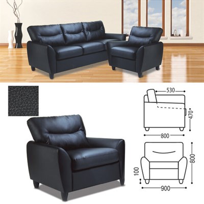 Кресло мягкое "Наполи", 800х900х800 мм, c подлокотниками, экокожа, черное 530479