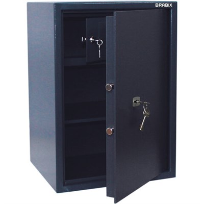 Сейф BRABIX "КМ-620Т", 620х430х375 мм, 35 кг, ключевой замок + полка, трейзер, крепление к стене, 291167 291167