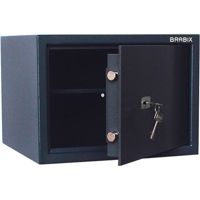 Сейф BRABIX "КМ-310", 310х430х375 мм, 20 кг, ключевой замок + полка, крепление к стене, 291166 291166