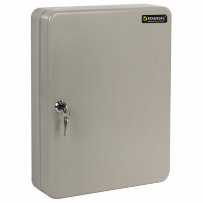 Шкафчик (Ключница) на 140 ключей BRAUBERG, 370х280х80 мм, с замком, +140 брелоков, серый, 290340 290340