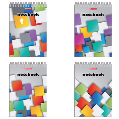 Блокнот А5 146х205 мм, 80 л., гребень, картон, жесткая подложка, клетка, BRAUBERG, "Кубы", 129819 129819