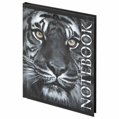 Блокнот МАЛЫЙ ФОРМАТ 110х147 мм, А6, 80 л., твердый, клетка, выборочный лак, BRAUBERG, "Тигровый", 123244 123244