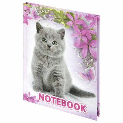 Блокнот МАЛЫЙ ФОРМАТ 110х147 мм, А6, 80 л., твердый, клетка, выборочный лак, BRAUBERG, "Котята", 122192 122192