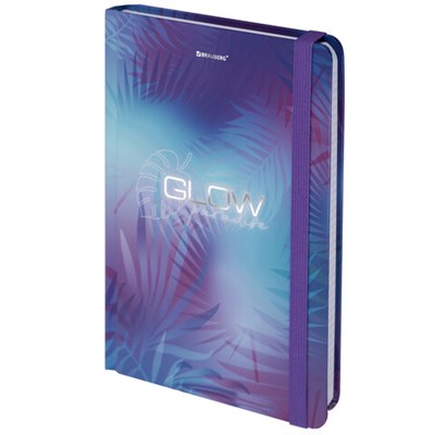 Блокнот с резинкой в клетку 96 л., А5 (145х203 мм), твердая обложка с фольгой, BRAUBERG, "Glow", 113729 113729