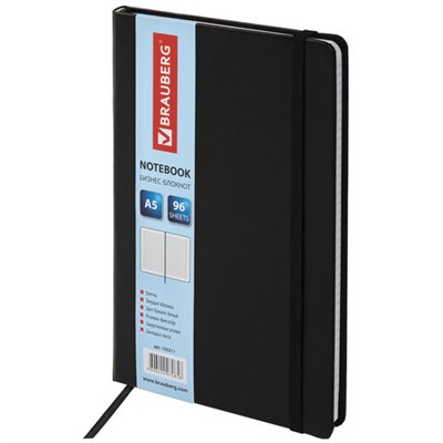 Блокнот А5 (148х218 мм), BRAUBERG "Select", 96 л., балакрон, резинка, клетка, черный, 125211 125211