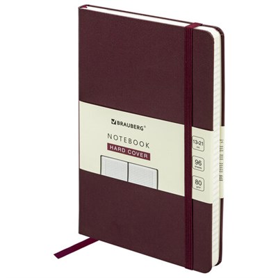 Блокнот А5 (130х210 мм), BRAUBERG ULTRA, балакрон, 80 г/м2, 96 л., клетка, бордовый, 113037 113037