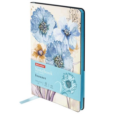 Блокнот А5 (143x210 мм), BRAUBERG VISTA "Delicate flowers", под кожу, гибкий, 80 л., 112077 112077