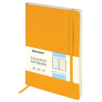 Блокнот А5 (148x218 мм), BRAUBERG "Metropolis Ultra", под кожу, 80 л., резинка, клетка, персиковый, 111022 111022