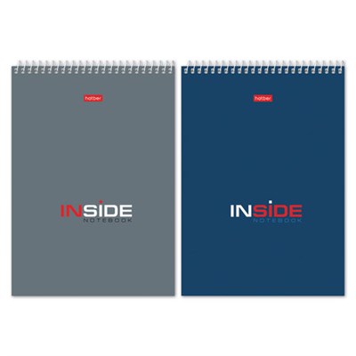 Блокнот А5 145х205 мм, 80 л., гребень, картон, жесткая подложка, клетка, HATBER, "INSIDE" ("Офисный"), 80Б5С1гр, B46173 123538