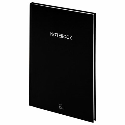 Блокнот БОЛЬШОЙ ФОРМАТ (205х290 мм) А4, 80 л., твердый, клетка, STAFF, "Black", 114403 114403