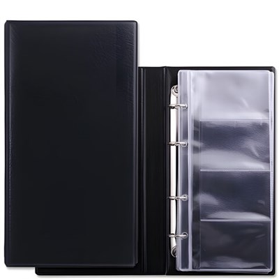 Визитница на 4-х кольцах BRAUBERG, четырехрядная, на 160 визиток, черная, 231825 231825