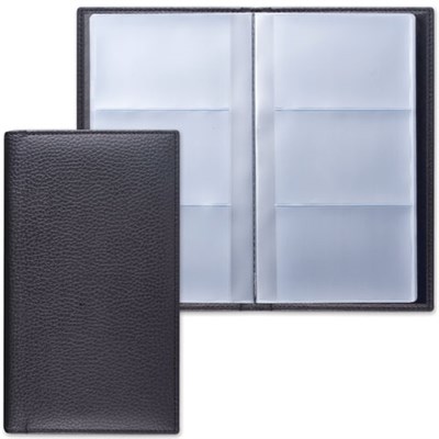 Визитница трехрядная BRAUBERG "Favorite", на 144 визитки, под фактурную кожу, черная, 231655 231655