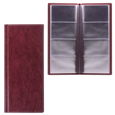 Визитница четырехрядная на 96 визитных, дисконтных или кредитных карт, бордовая, "ДПС", 2350-103 235611