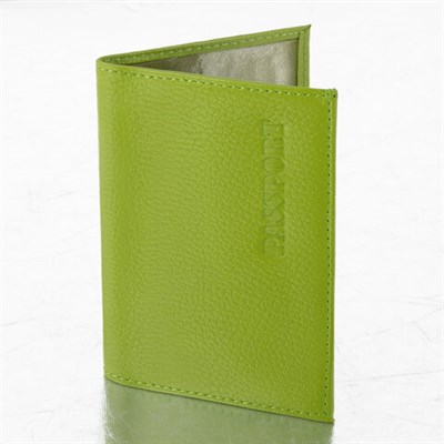 Обложка для паспорта натуральная кожа флоттер, "PASSPORT", салатовая, STAFF "Profit", 237204 237204