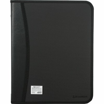 Папка на молнии пластиковая BRAUBERG, А4, 350х282х33 мм, 2 отделения, 4 кармана, бизнес-класс, черная, 225166 225166