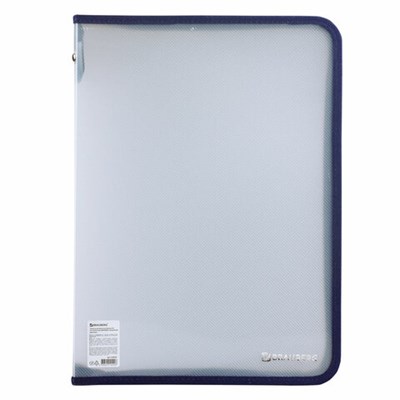 Папка на молнии пластиковая А4, ОБЪЕМНАЯ, 335х240х20 мм, матовая диагональ, BRAUBERG, РОССИЯ, 226036 226036