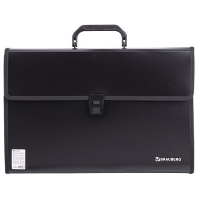 Папка-портфель пластиковая BRAUBERG ПРЕЗИДЕНТ А4 (390х260х40 мм), 3 отделения, черная, РОССИЯ, 226022 226022