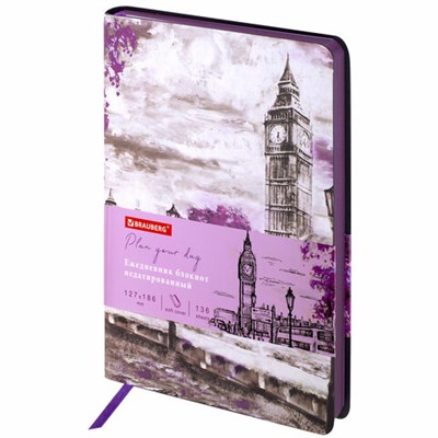 Ежедневник недатированный B6 (127х186 мм), BRAUBERG VISTA, под кожу, гибкий, 136 л., "London", 112105 112105
