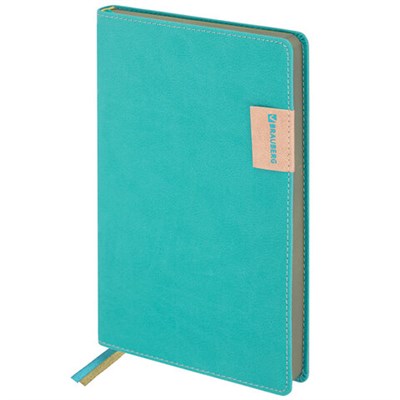Ежедневник недатированный А5 (138х213 мм), BRAUBERG "AIM", под кожу, 136 л., бирюзовый, 113419 113419