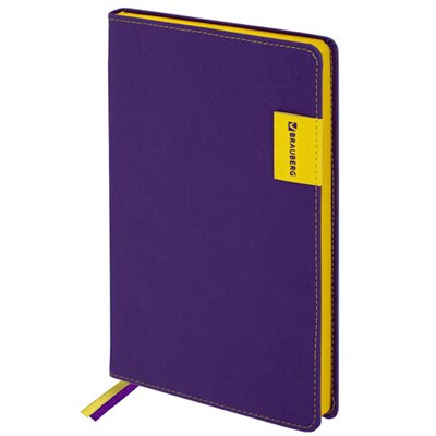 Ежедневник недатированный А5 (138х213 мм), BRAUBERG "AIM", под кожу, 136 л., фиолетовый, 113424 113424
