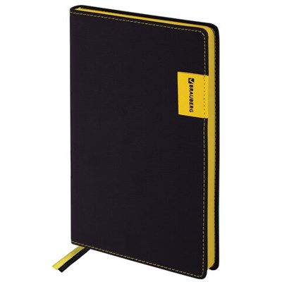 Ежедневник недатированный А5 (138х213 мм), BRAUBERG "AIM", под кожу, 136 л., черный, 113421 113421