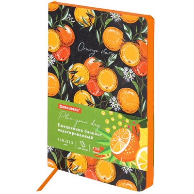 Ежедневник недатированный А5 (138х213 мм), BRAUBERG VISTA, под кожу, гибкий, 136 л., "Orange story", 112018 112018
