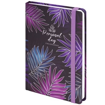 Ежедневник недатированный с резинкой А5 (145х203 мм), BRAUBERG, твердый, фольга, 128 л., "Tropical", 114565 114565