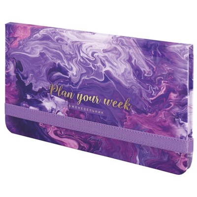 Еженедельник недатированный с резинкой (171х93 мм), BRAUBERG, твердый, УФ-ЛАК, 64 л., "Blur", 114576 114576