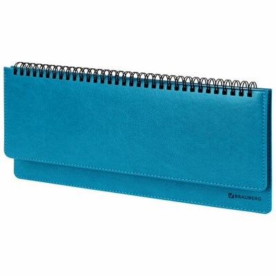 Планинг настольный недатированный (305x140 мм) BRAUBERG "Rainbow", кожзам, 60 л., бирюзовый, 111700 111700