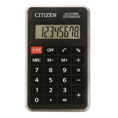 Калькулятор карманный CITIZEN LC310NR (114х69 мм), 8 разрядов, питание от батарейки, LC-310NR 250345