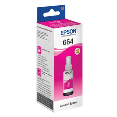 Чернила EPSON 664 (T6643) для СНПЧ Epson L100/L110/L200/L210/L300/L456/L550, пурпурные, ОРИГИНАЛЬНЫЕ, C13T66434A/398 360974
