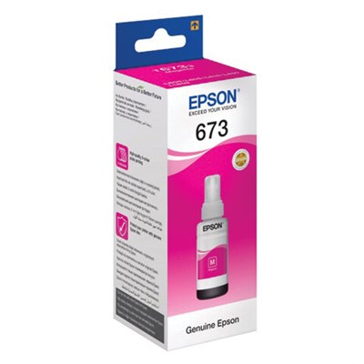 Чернила EPSON 673 (T6733) для СНПЧ Epson L800/L805/L810/L850/L1800, пурпурные, ОРИГИНАЛЬНЫЕ, C13T67334A/398 361043