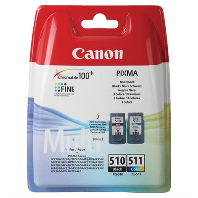 Картридж струйный CANON (PG-510/CL-511) PIXMA MP240/250/260/MX320, оригинальный КОМПЛЕКТ 2 цвета, 264 страницы, 2970B010 363187