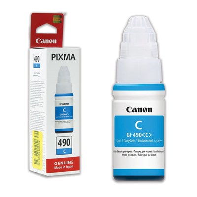 Чернила CANON (GI-490С) для СНПЧ Pixma G1400\G2400\G3400, голубые, ресурс 7000 стр., оригинальные, 0664C001 362229