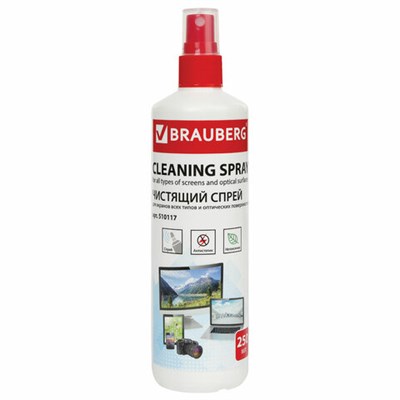 Чистящая жидкость-спрей BRAUBERG для экранов всех типов и оптики, универсальная, 250 мл, 510117 510117
