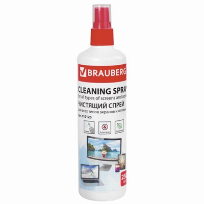Чистящая жидкость-спрей BRAUBERG для LCD (ЖК)-мониторов, оптики и стекол, 250 мл, 510120 510120