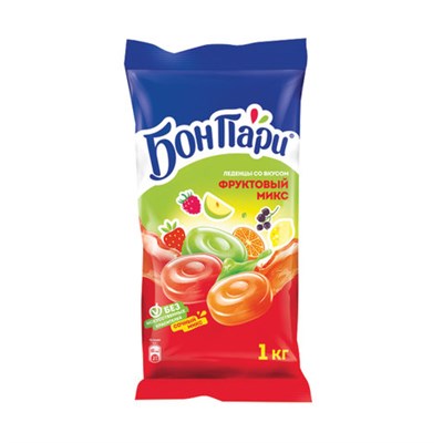 Леденцы БОН ПАРИ "Фруктовый Микс", ассорти 6 вкусов, 1 кг, 11625459 620096