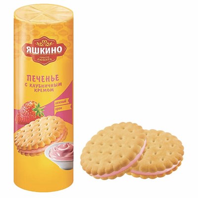 Печенье ЯШКИНО "С клубничным кремом", затяжное, 190 г, МП461 620968