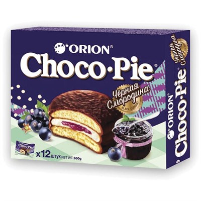 Печенье ORION "Choco Pie Black Currant" темный шоколад с черной смородиной, 360 г (12 штук х 30 г), О0000013002 622308